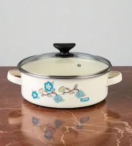 Budinera Recta 26 Crema Liso Fiorella con Tapa Vidrio | Ideal para Postres Caseros CINSA