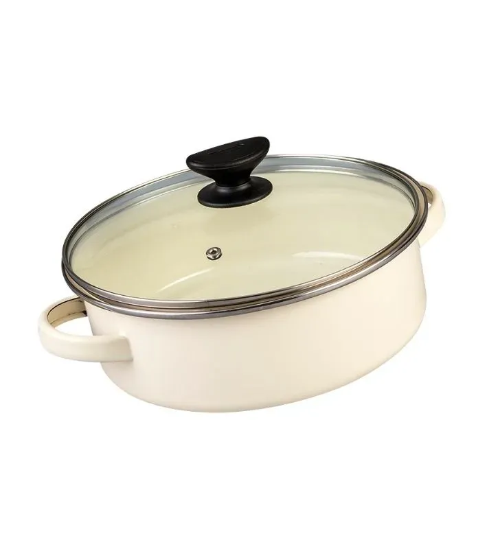 Budinera Recta 26 Crema Liso Fiorella con Tapa Vidrio | Ideal para Postres Caseros CINSA