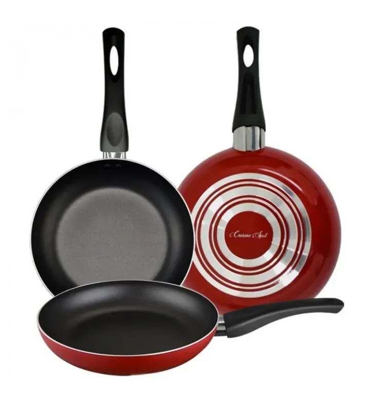 Juego de Sartenes 20, 24 y 30 cm Rojo – 3 mm aluminio antiadherente