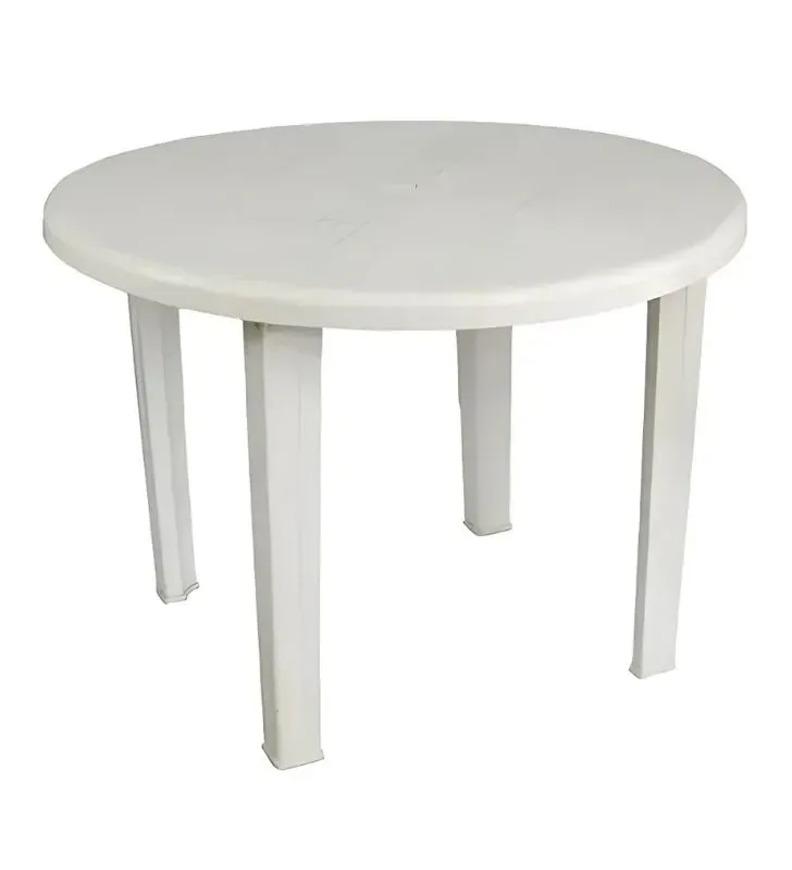 Mesa redonda Duna Garda 100 cm – Blanca, desmontable y resistente