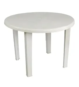 Mesa redonda Duna Garda 100 cm – Blanca, desmontable y resistente