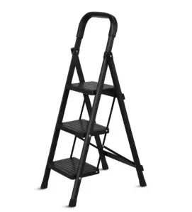 Escalera plegable ADIR 3 peldaños – Negro antideslizante y segura