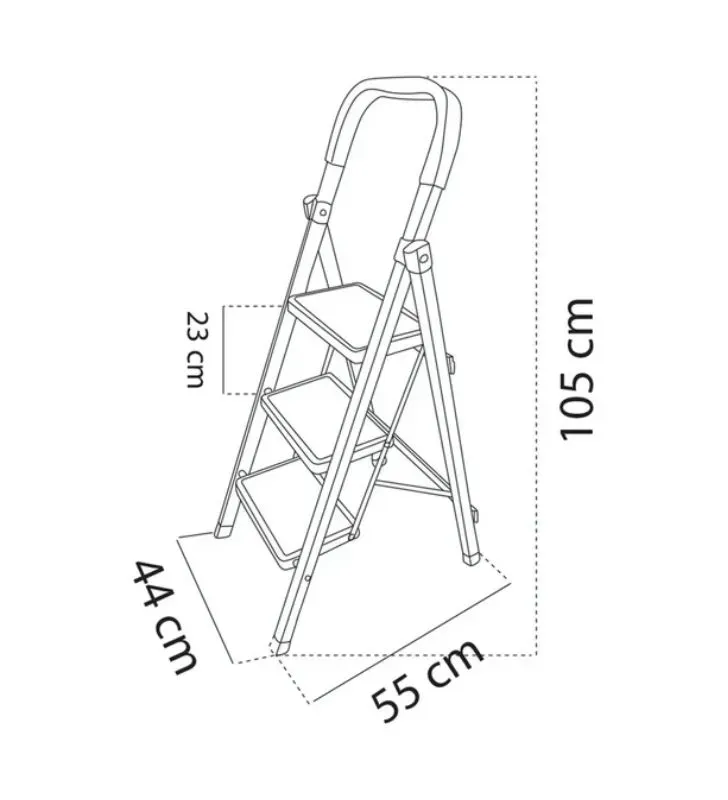 Escalera plegable ADIR 3 peldaños – Negro antideslizante y segura