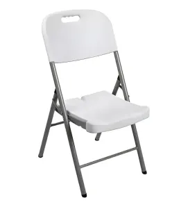 Silla plegable reforzada blanca con estructura gris