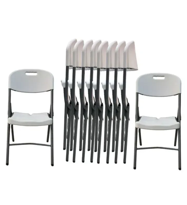 Silla plegable reforzada blanca con estructura gris