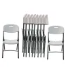 Silla plegable reforzada blanca con estructura gris