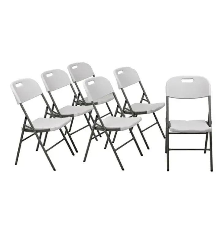 Silla plegable reforzada blanca con estructura gris