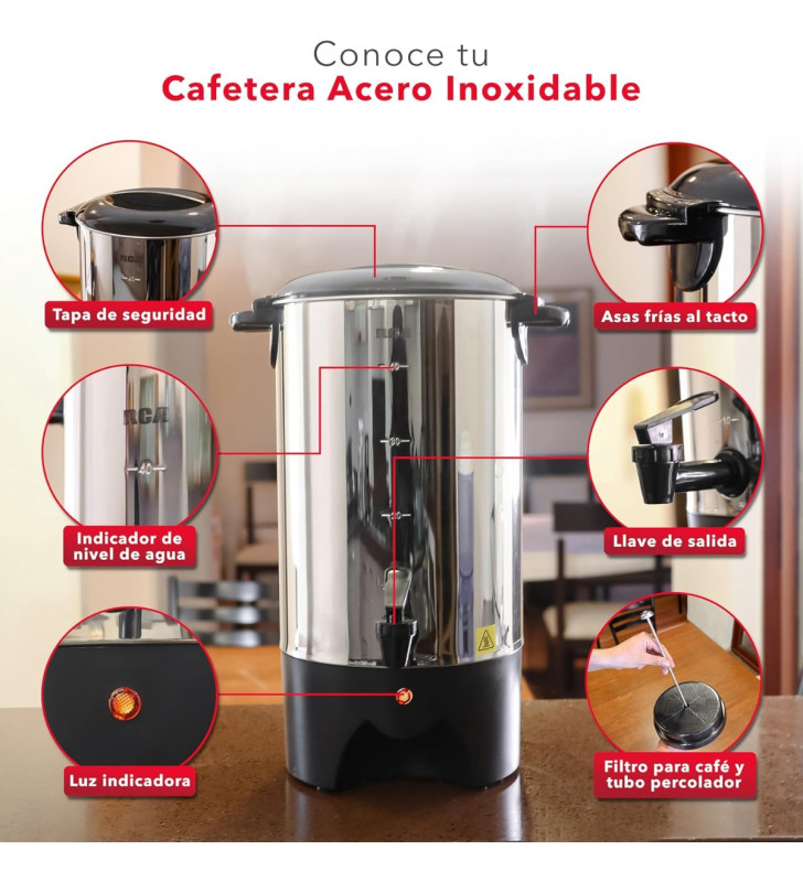 RC-6L Cafetera Industrial 6 Lts. | Ideal para Preparar Café en Grandes Cantidades-RCA