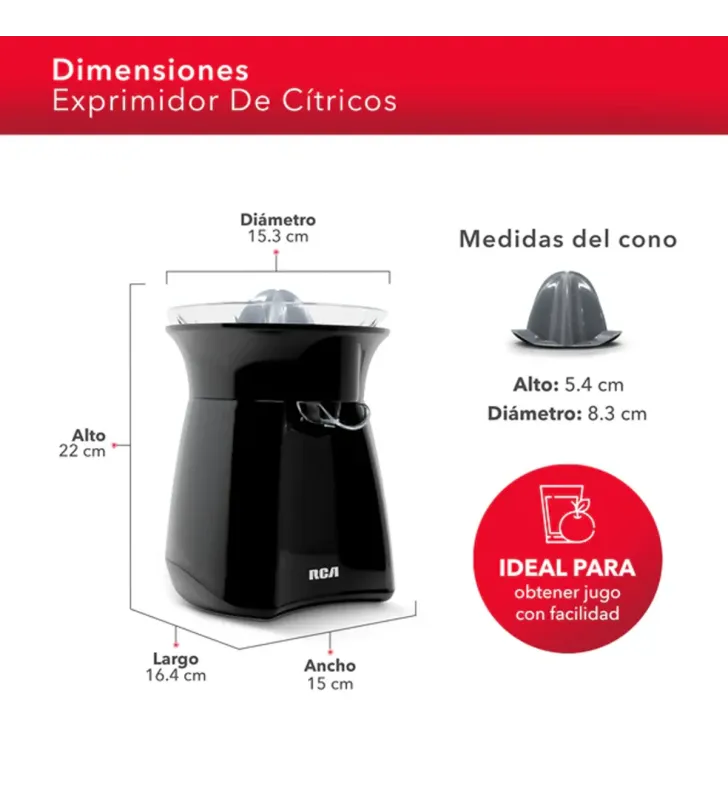 Exprimidor Eléctrico RCA RC-8004N – 30 W, Giro Bidireccional