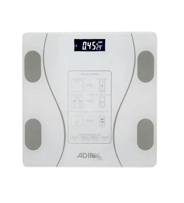 Báscula ADIR 10505 150 kg Bluetooth Plataforma de Cristal 26 cm