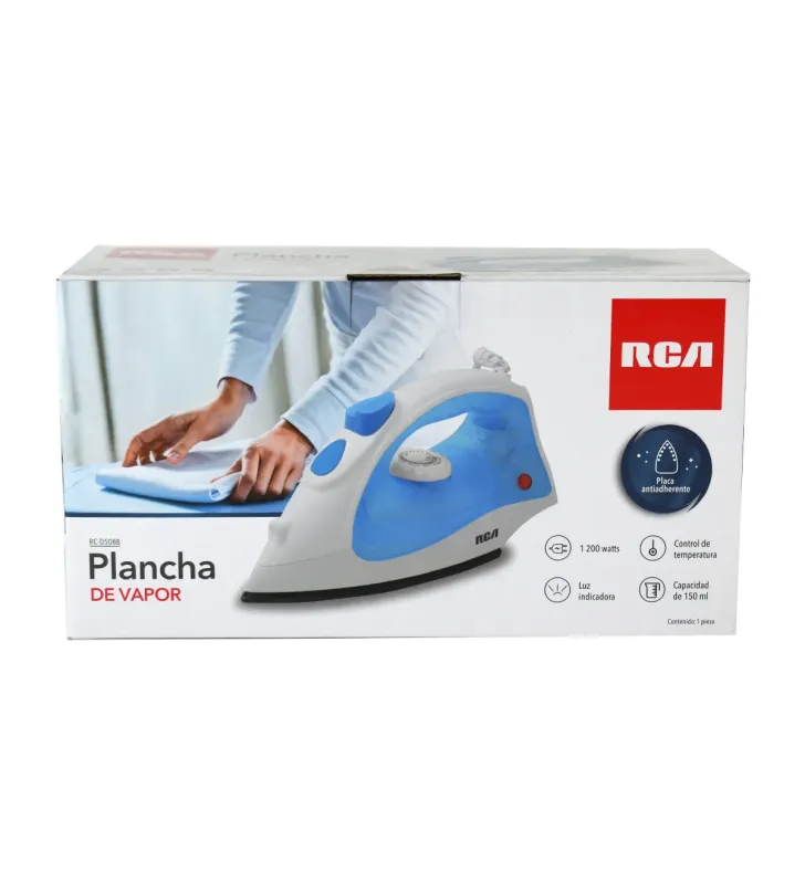 Plancha de Vapor RCA RC-D508B – 1 200 W, Suela Anti-adherente
