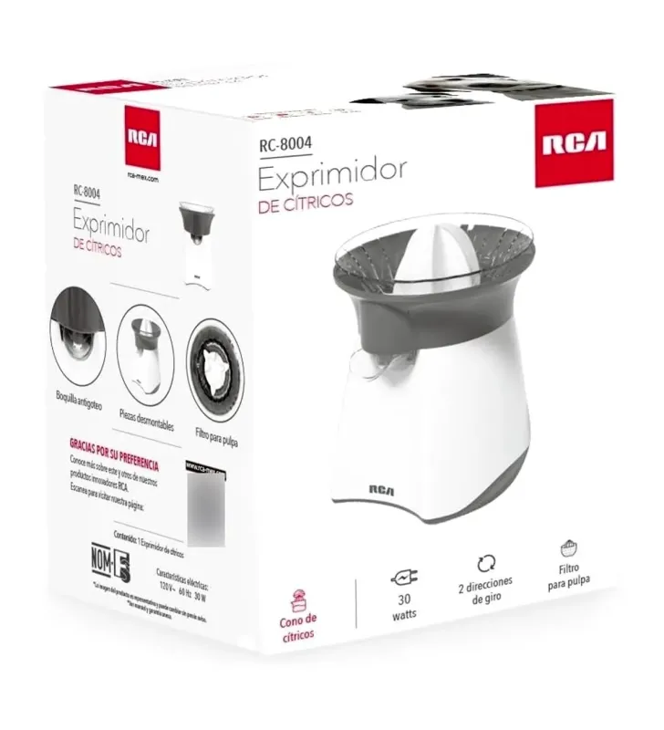 Exprimidor de Cítricos RCA RC-8004 – 30 W, Antigoteo, Compacto