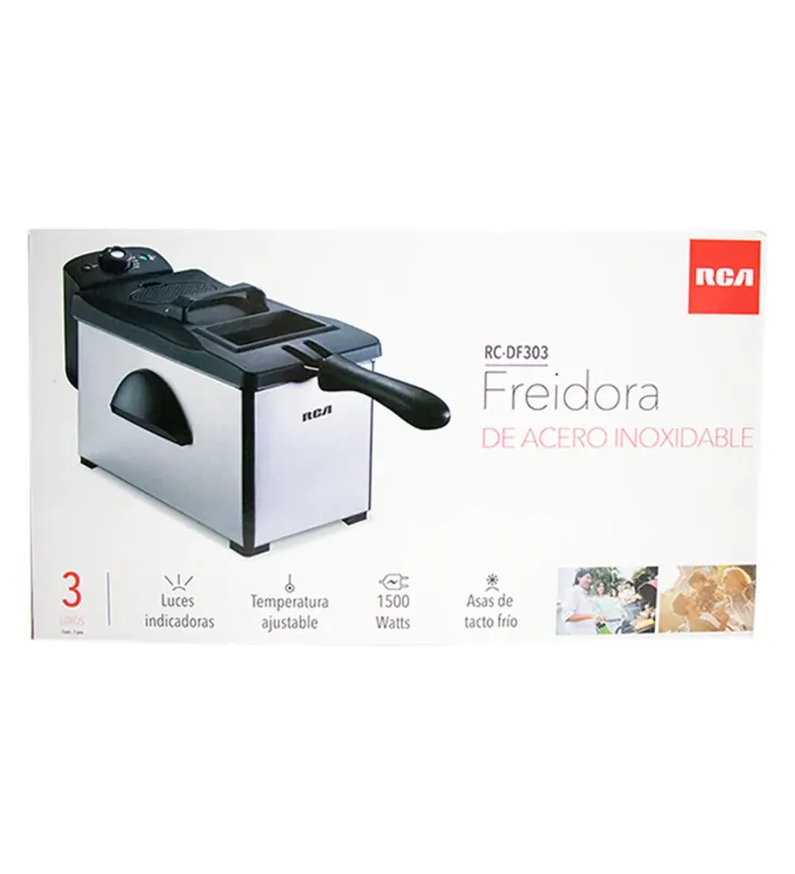 Freidora RCA RC-DF303 – 3L, 1500 W, Acero Inoxidable, Temperatura Ajustable