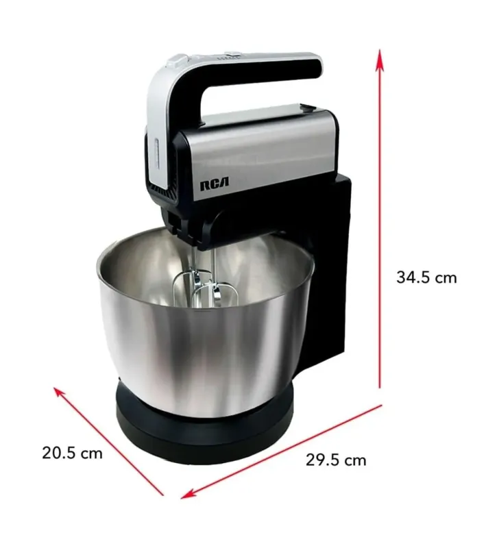 Batidora de Mano con Pedestal RCA RC-70 – 300 W, 5 Velocidades, Tazón de 3 L, Cabezal Inclinable