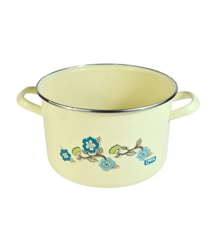 Olla Caldos Cinsa Fiorella 22 cm – 5 L Crema con Tapa Vidrio