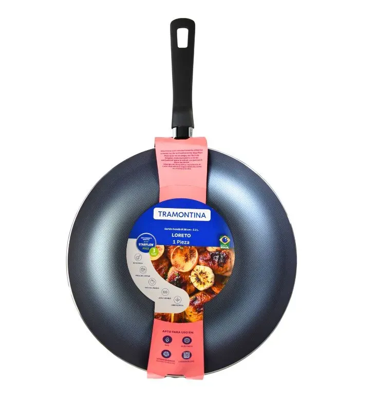 Sartén Tramontina Honda 28 cm – Aluminio Azul con Revestimiento Antiadherente