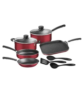 Batería Tramontina 10 pz – Aluminio Antiadherente con Tapa de Vidrio
