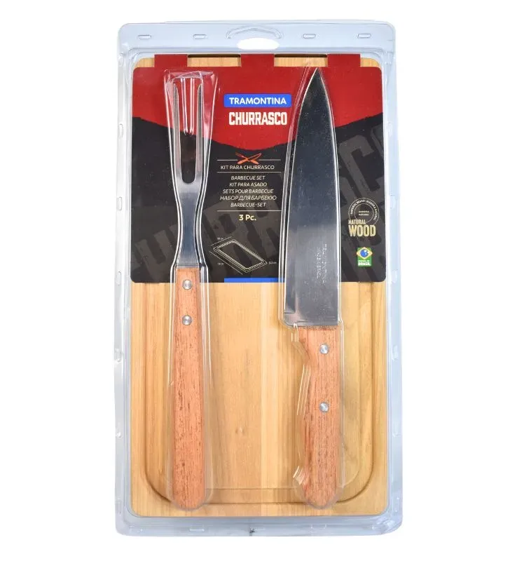 Kit para Asado Tramontina 3 Piezas con Tabla – El asado Perfecto