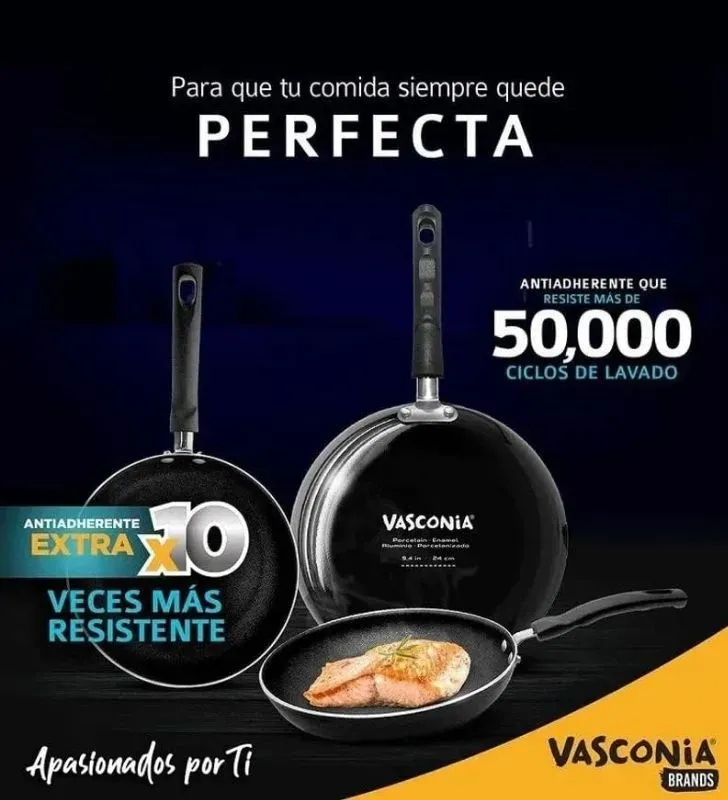 Sartén Vasconia 26 cm aluminio porcelanizado negro