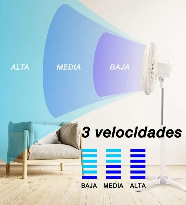 Ventilador pedestal Mytek 16” 3 velocidades 3197