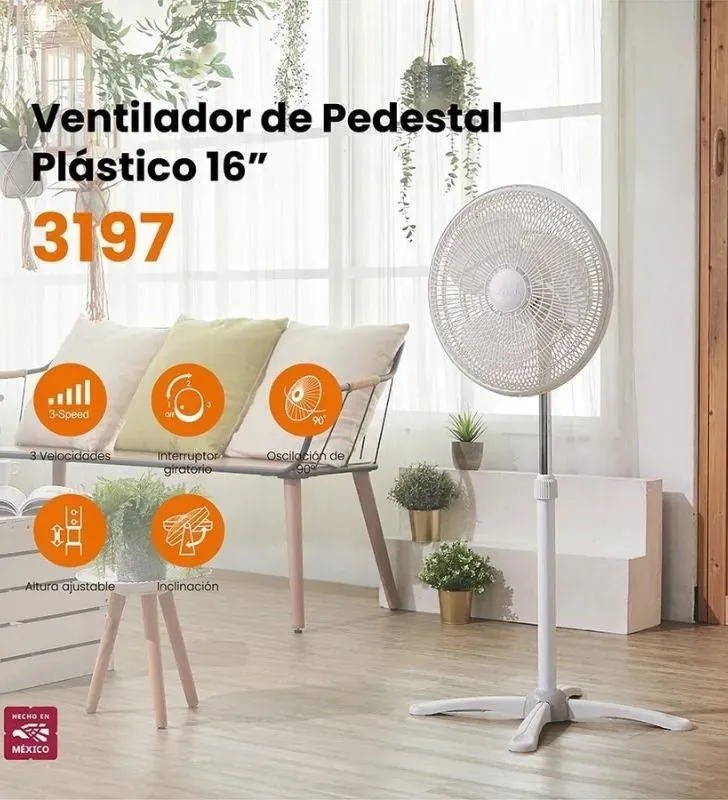 Ventilador pedestal Mytek 16” 3 velocidades 3197