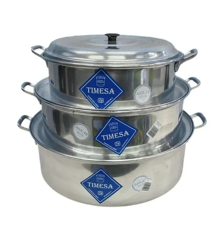 Tripleta Timesa | Juego de 3 ollas de aluminio con tapa