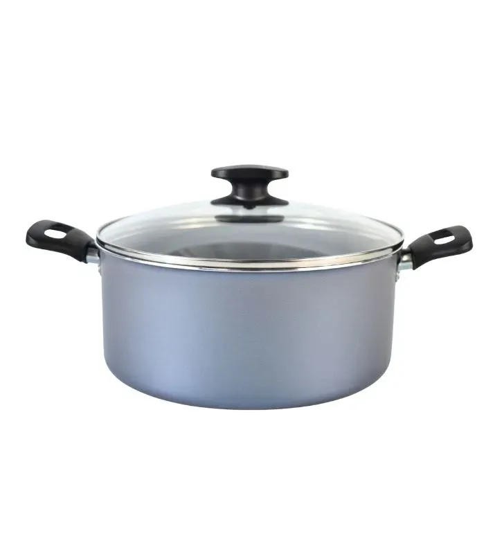 Olla Tramontina 24 cm Azul – Antiadherente con Tapa de Vidrio