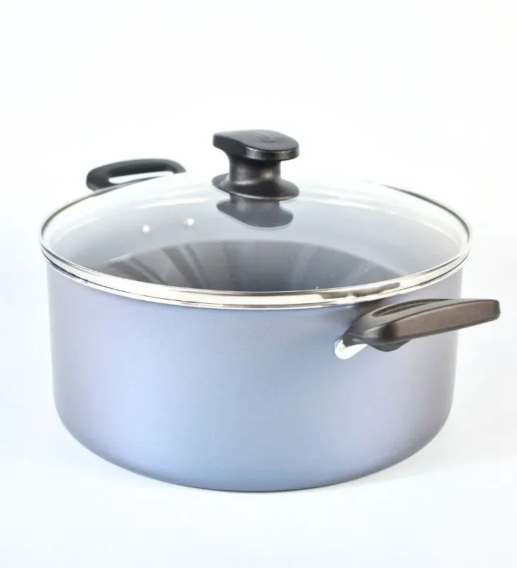 Olla Tramontina 24 cm Azul – Antiadherente con Tapa de Vidrio