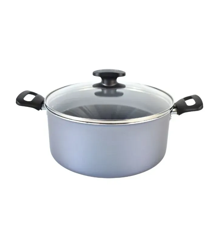 Olla Tramontina 24 cm Azul – Antiadherente con Tapa de Vidrio