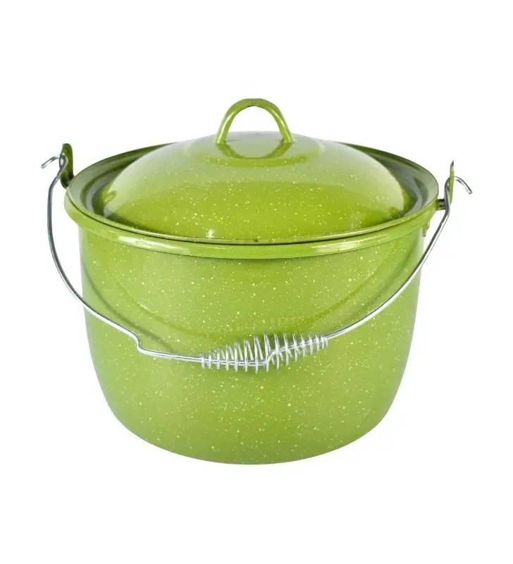 Olla Convexa Prodesa No. 26 Verde Jaspeado – Peltre con Tapa