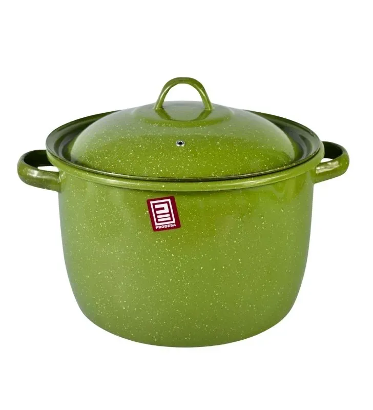 Olla Recta Prodesa No. 26 Verde Jaspeado – Peltre con Tapa