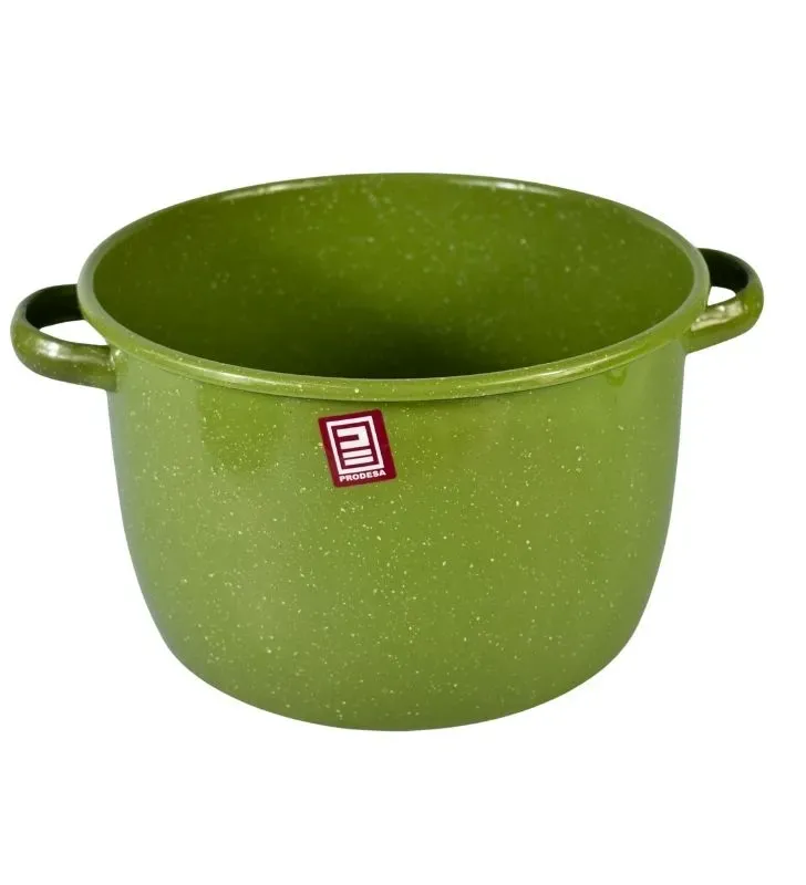 Olla Recta Prodesa No. 26 Verde Jaspeado – Peltre con Tapa