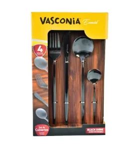 Set de Cubiertos Vasconia Esencial 16 Pz Negro