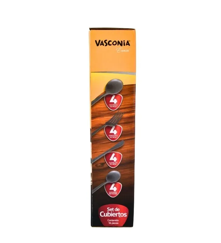 Set de Cubiertos Vasconia Esencial 16 Pz Negro