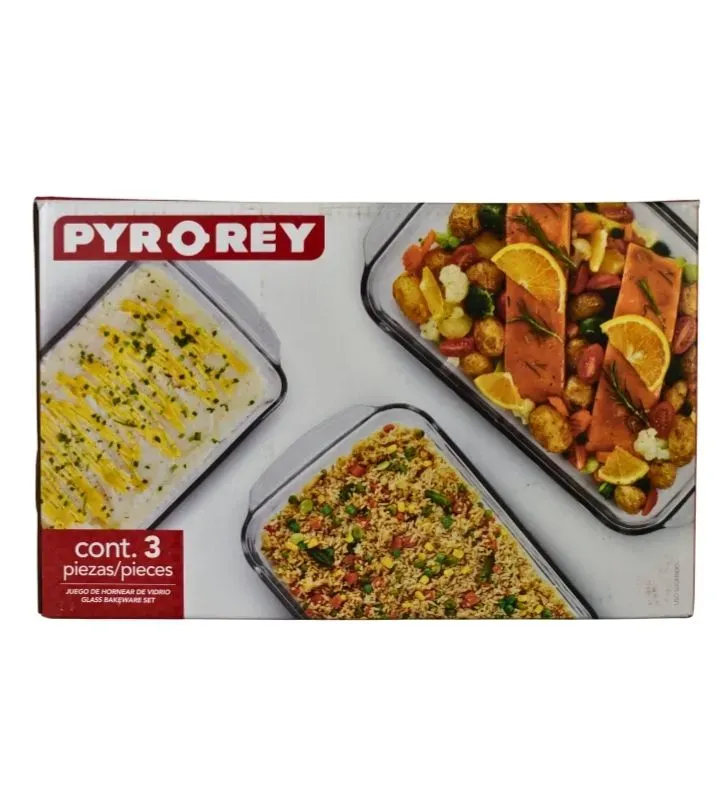 Juego de Hornear 3 Piezas Pyr-O-Rey B670 – Vidrio Resistente
