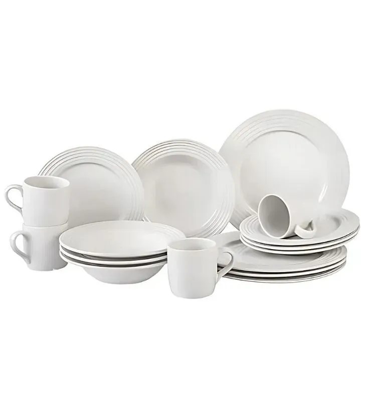 Vajilla Santa Anita Emboss Circles – Juego de 16 piezas de cerámica