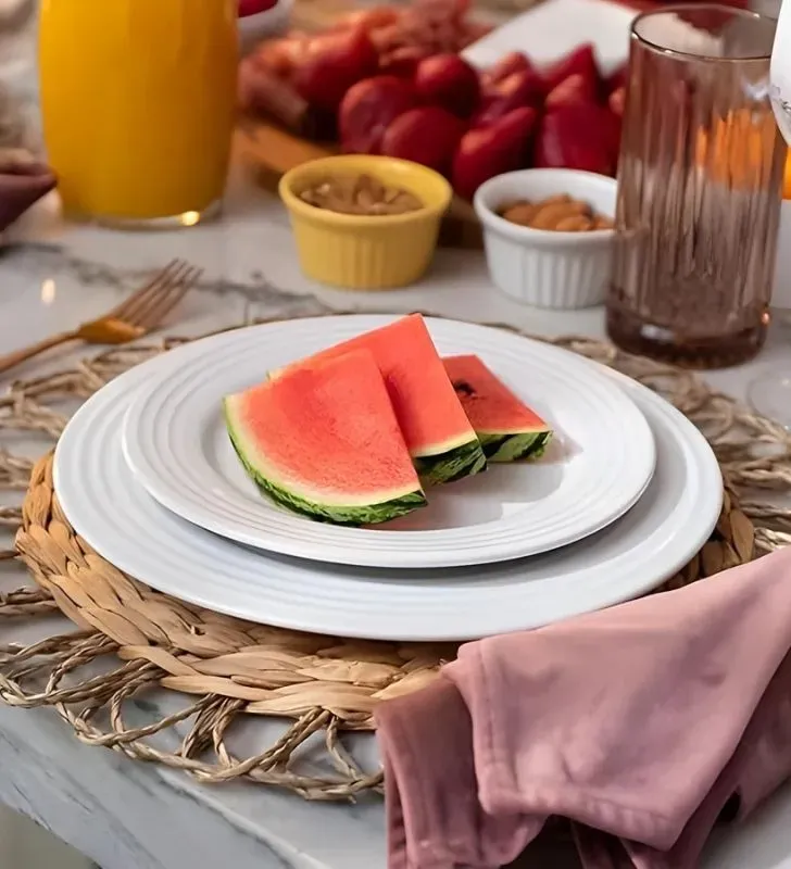 Vajilla Santa Anita Emboss Circles – Juego de 16 piezas de cerámica