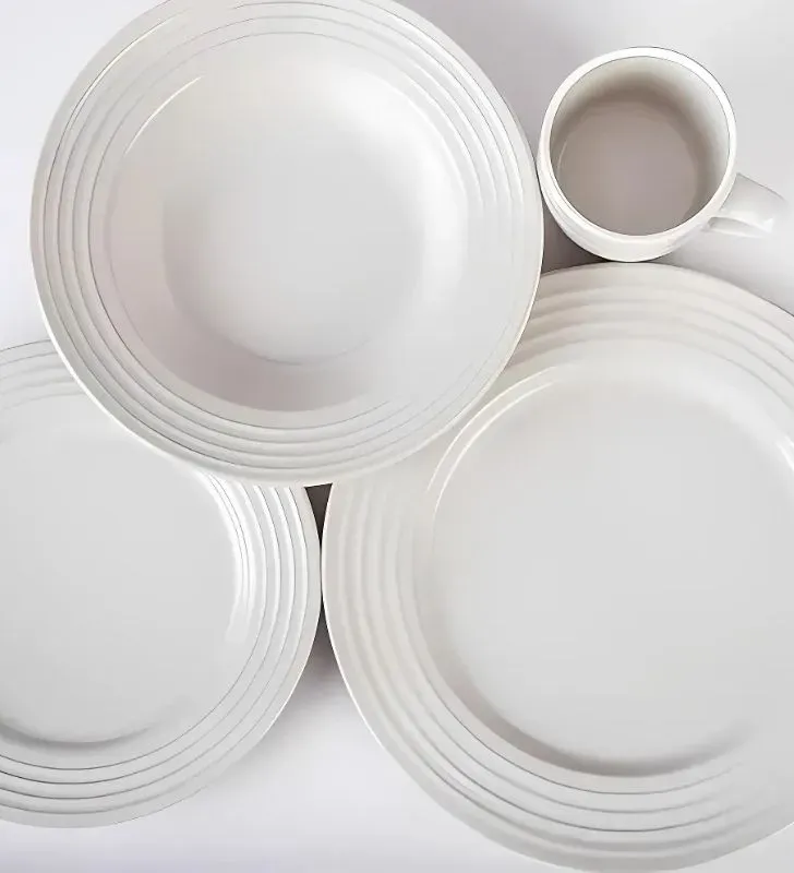 Vajilla Santa Anita Emboss Circles – Juego de 16 piezas de cerámica