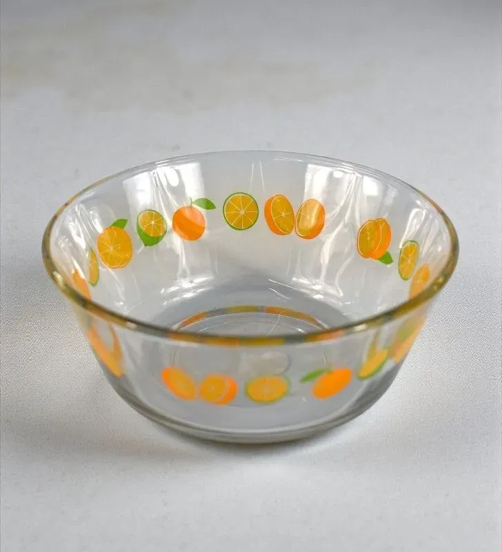 Tazón Crisa Arcos 5863 – Diseño Naranjas, vidrio resistente
