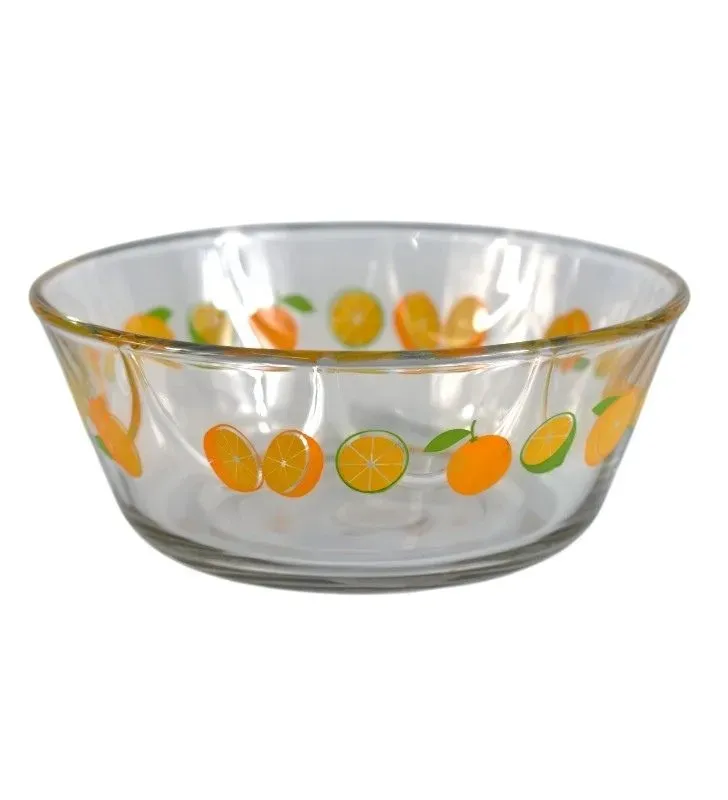 Tazón Crisa Arcos 5863 – Diseño Naranjas, vidrio resistente