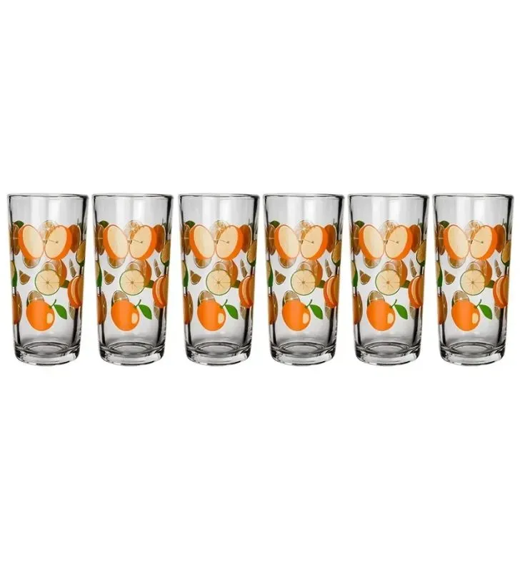 Set 6 Vasos Crisa Decoración Naranjas – vidrio resistente y elegante