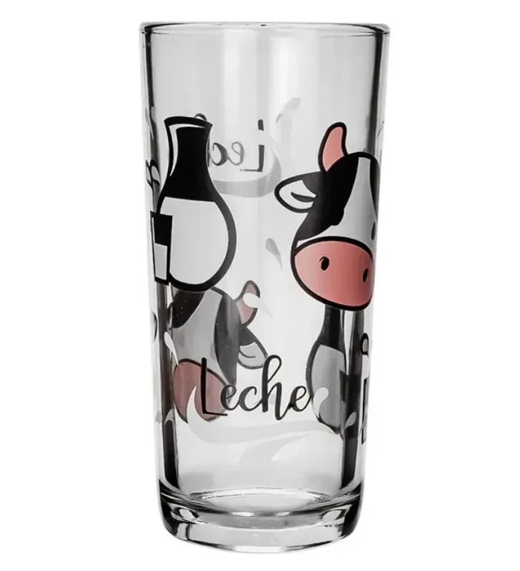 Set 6 Vasos Crisa Decoración Vacas y Leche – vidrio resistente