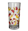 Set 6 Vasos Crisa Decoración Plátanos y Sandías – vidrio resistente