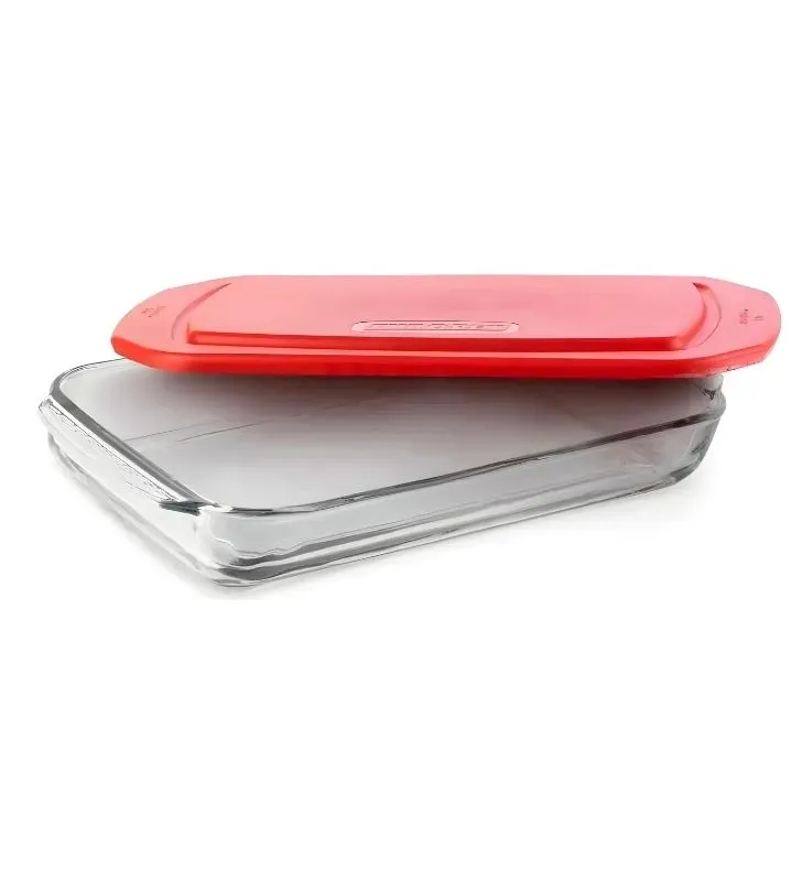 Bandeja Pyr-O-Rey B520 rectangular con tapa – vidrio resistente