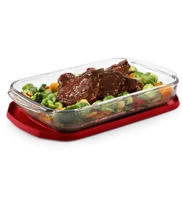 Bandeja Pyr-O-Rey B520 rectangular con tapa – vidrio resistente