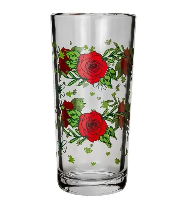 Juego de agua Crisa 5 pz Rosa Rojas – vidrio decorado