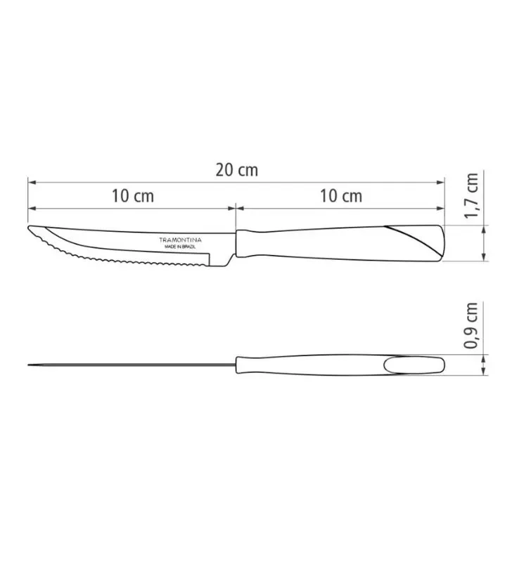 Cuchillo de asado 4" Tramontina New Kolor rojo – acero inoxidable resistente