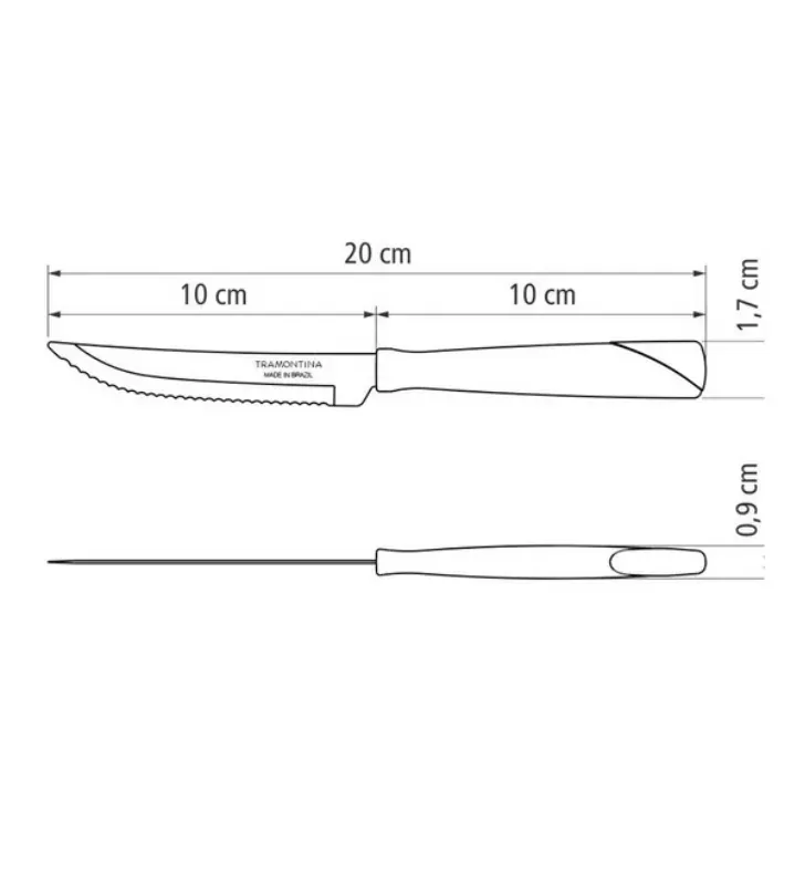 Cuchillo de asado 4" Tramontina New Kolor azul – acero inoxidable resistente