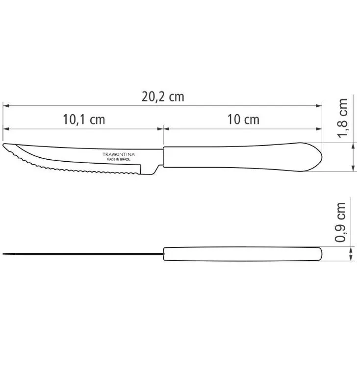 Cuchillo de asado 4" Tramontina Leme negro – acero inoxidable resistente