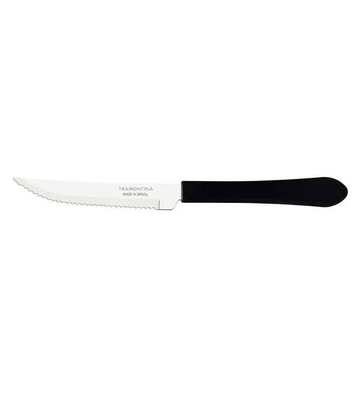 Cuchillo de asado 4" Tramontina Leme negro – acero inoxidable resistente